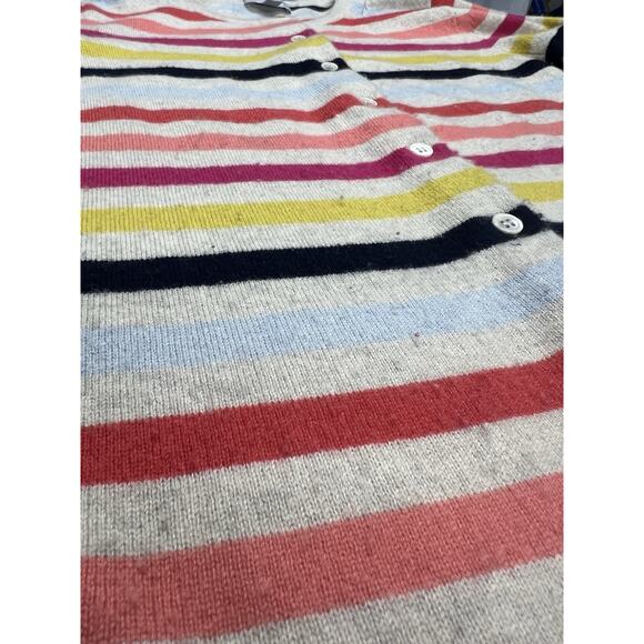 Pure Collection 100% Cashmere Womens Cardigan Size 6 Striped Sweater - Picture 8 of 9